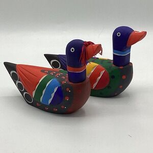 Vintage‎ Hand Painted Wooden Korean Wedding Ducks Collectible Pair by Donghae